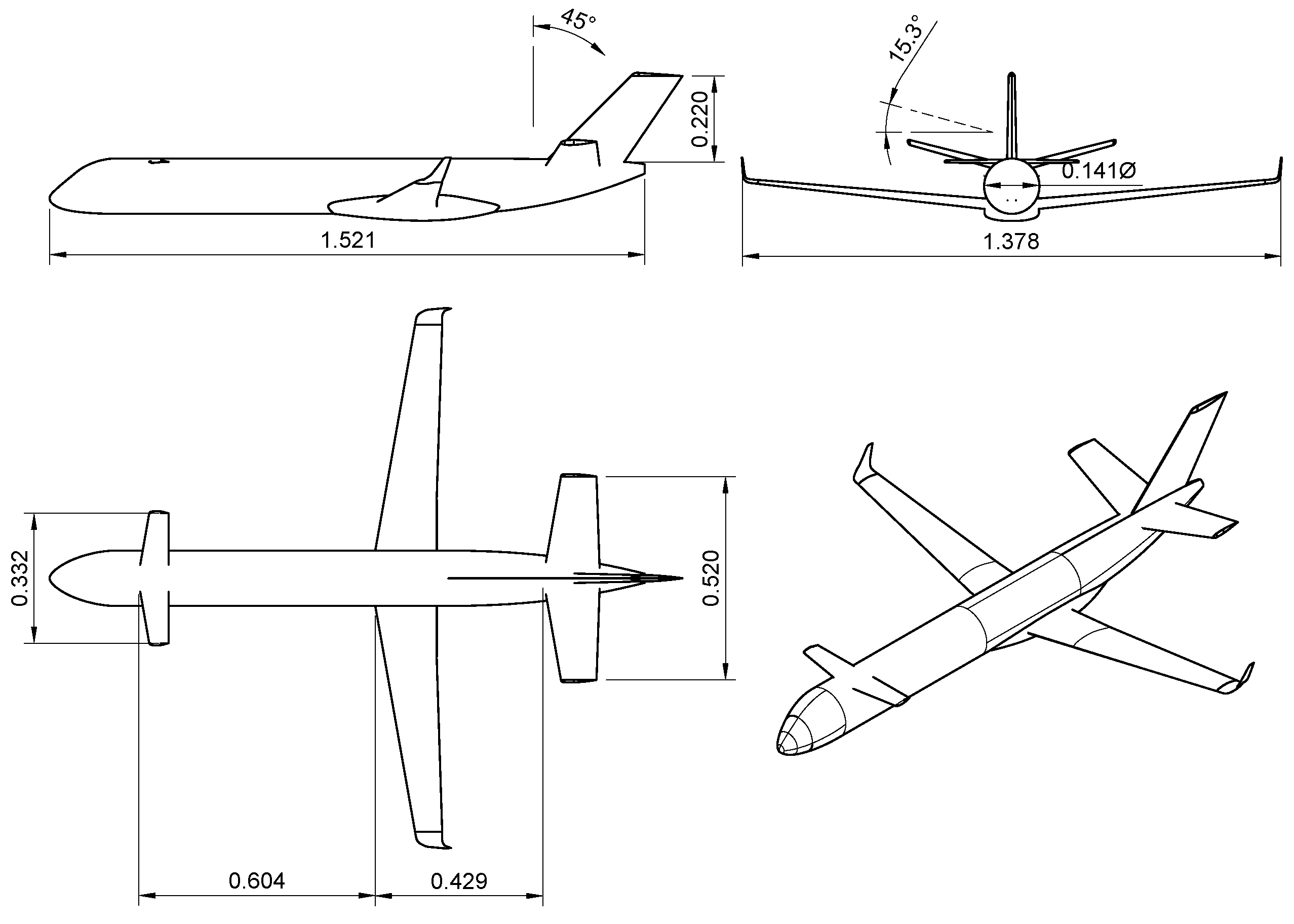 desain pesawat dan ukurannya